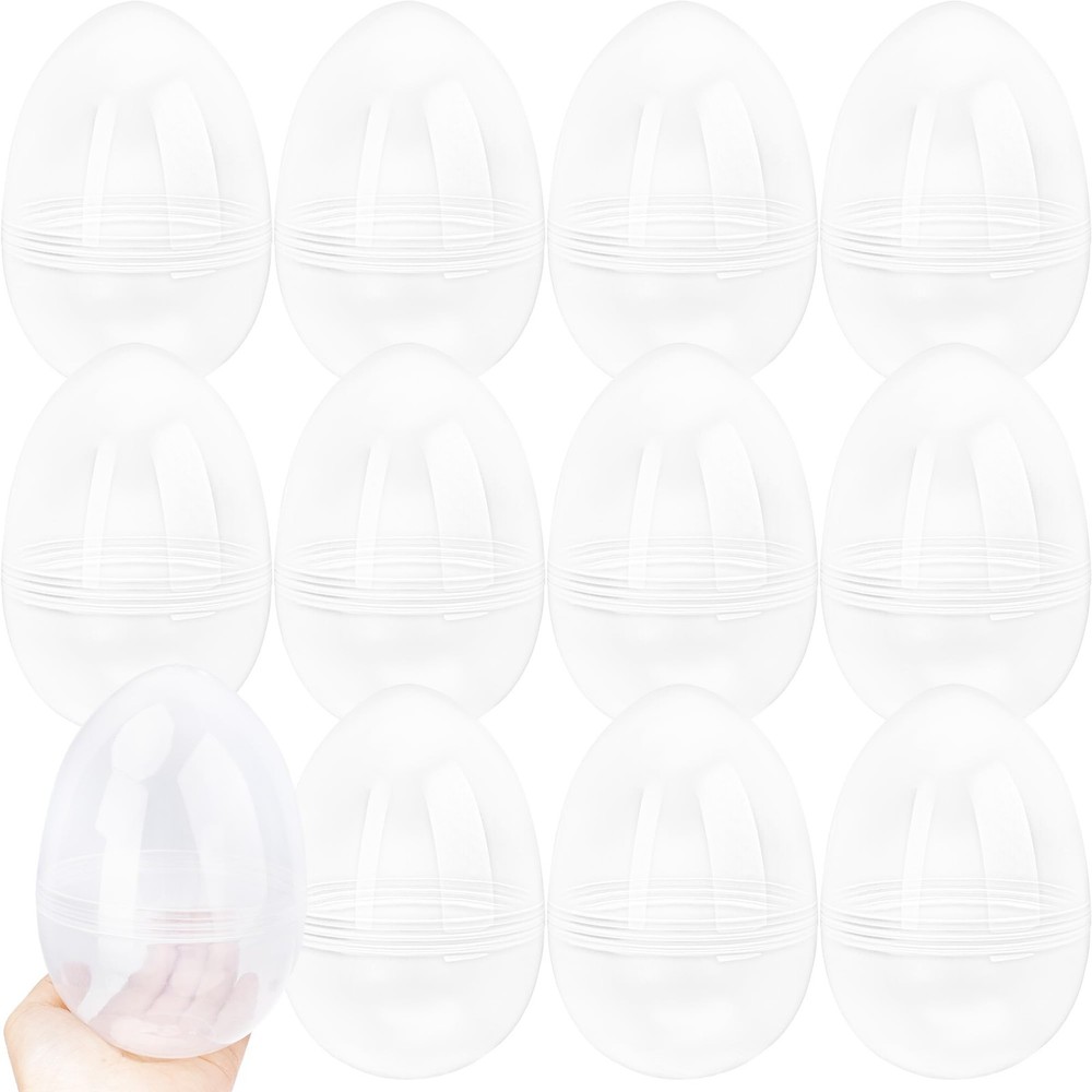 12 Pack 6 Inch Jumbo Clear Easter Eggs Large Fillable Easter Egg Transparent …