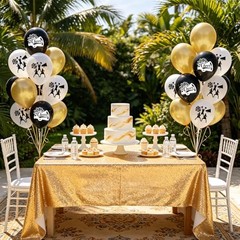 45pcs 12 Inch Black White Gold Cheerleading Party Latex Balloons for Girls