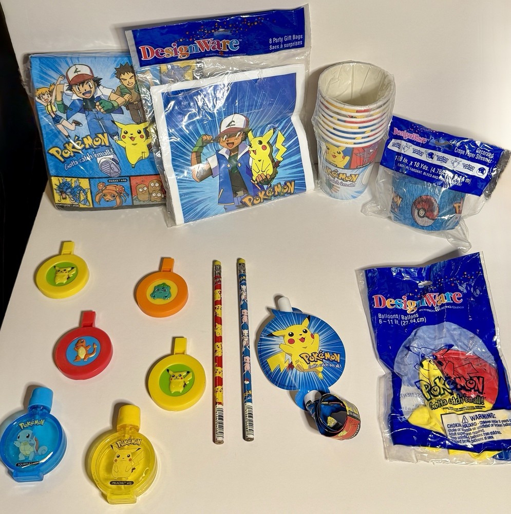 Vintage 1999-2000 Pokemon Birthday Party Supplies, Decorations, & Party Favors