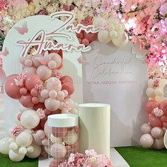 Pink and White Balloons Arch, Dusty Pink Bow Balloons Garland, Blush Beige Cr…