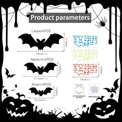 12PCS Halloween Hanging Bats, Halloween Flying Bat with Glowing Eyes Halloween