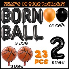 Born 2 Decorations – 23 Pcs Orange And Balck Basketball Party Letter Number F…