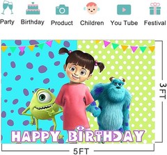 Monsters Inc University Birthday Party Backdrop Banner 5×3.ft