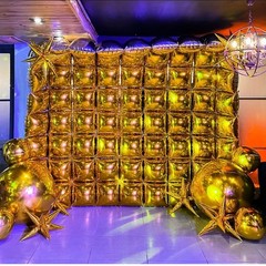 Metallic Gold Double Sided Square Foil Balloons Wall,19 Inches Chrome Foil Ba…