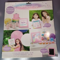 Enchanted Unicorn Birthday Party Customizable Chalkboard Sign & 4 Paper Inserts