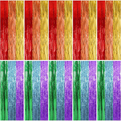 10 Pack Rainbow Party Backdrop Streamers Decorations Colorful Foil Fringe Curtai