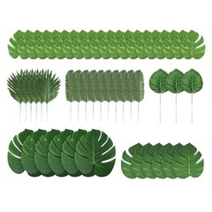90 Pieces Tropical Leaves with Stems for Weddings Props