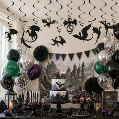Lightweight Black Dragon Hanging Decorations – Ideal for Medieval Themed Parties