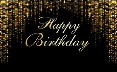 Versatile Vinyl Backdrop for Birthdays – Black & Gold Sparkle Design 70.8×43.3