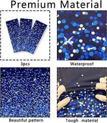 3pcs Navy Blue and Silver 54 inches x 108 inches, Sequin 3 Pieces