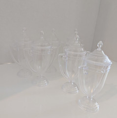 Hammont Trophy Cup Shaped Acrylic Candy Boxes 1.69 x 3.5 x 3.14 7 pack