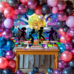 Disco Backdrop Back to 70s 80s 90s Dance Party Decorations Banner Let’s Boogie B