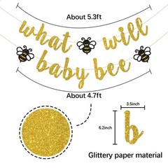 What Will Baby Bee Banner, Bumble Bee Theme Baby Shower Party Decorations, Mo…