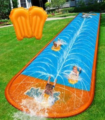 22ft Double Lane Slip and Water Slide for Kids Backyard Summer Outdoor Play Toy