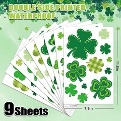 9 Sheets St. Patrick’s Day Shamrock Window Cling Stickers Window Decals Green Pa