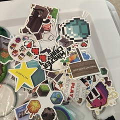 Minecraft Birthday Party Giveaways keychains pins stickers bracelets