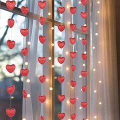 8 Pcs 8.2ft Valentine’s Day Decorations – 80 Pcs 3D Glitter Heart Garland, Roman