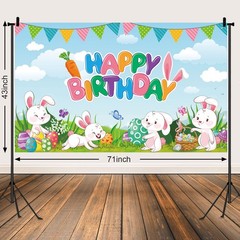 Bunny Birthday Decorations Happy Easter Backdrop Happy Birthday Banner Easter Eg