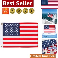 American Flag 12.5»x18» – Heavy-Duty Nylon with Embroidered Stars for Patri…