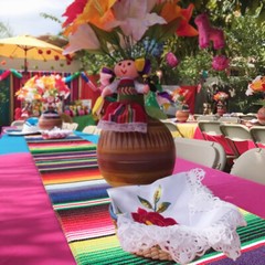 Mexican Serape Table Runner + Banner for Cinco de Mayo Party Fiesta Day of Deat