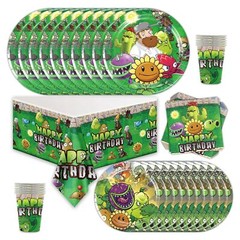 Plants vs Zombies Party Supplies Set Plates Cups Tablecloth Napkins Theme Party