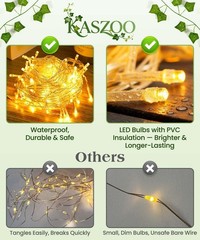 KASZOO 24Pack / Each 82 inch, 24 pack Artificial Ivy with 160 LED, Green