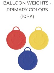 Balloon Weights Set Of Ten 80 Grams Each Red Yellow And Blue New In Bag L2