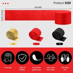 Crepe Paper Streamers 10 Rolls 820 Ft Red Gold Black Decorations