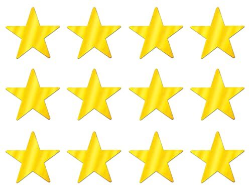 Beistle 12 Piece Gold Metallic Plastic Star Cut Outs 3.5″