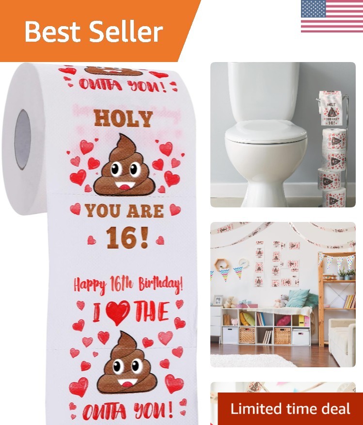 Eco-Friendly 3-Ply Prank Toilet Paper for 16th Birthday Fun – 250 Sheets