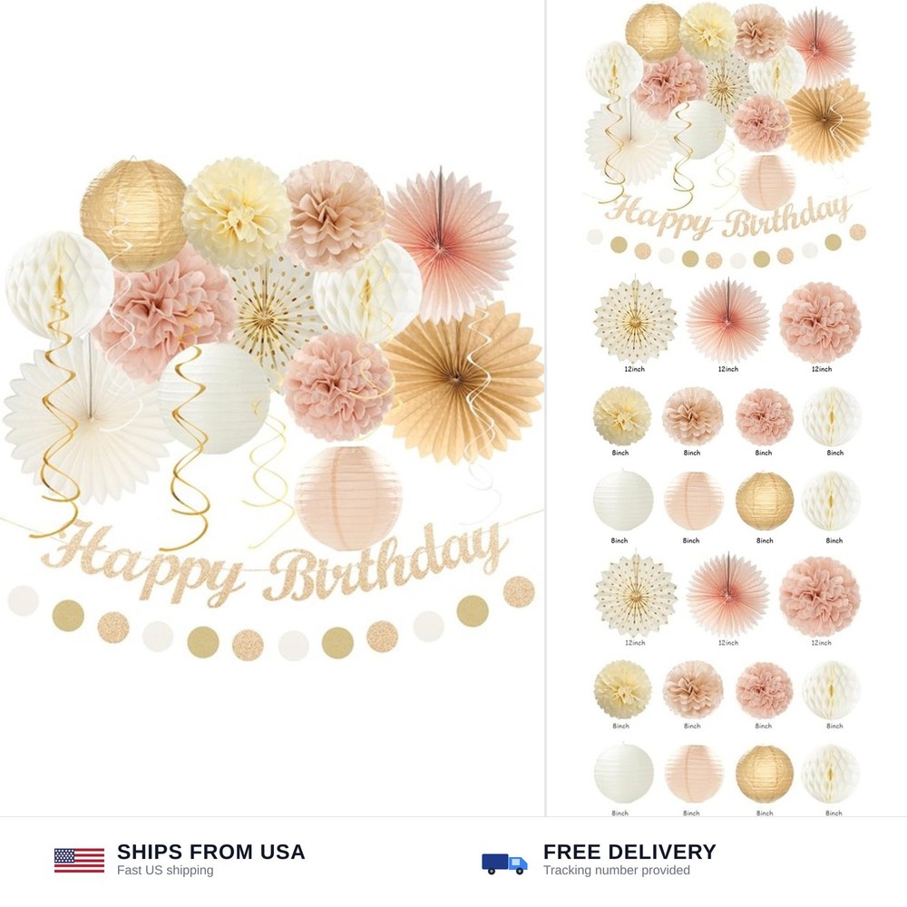 Champagne-Gold Beige Fall Boho Birthday Party-Decorations – 21pcs Autumn Neut…