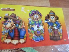 Thanksgiving Autumn 3 Scarecrow Cutouts Decorations 2005 Beistle 2 Sided NOS