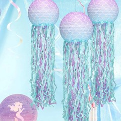 3PCS Mermaid 8INCH/10Inch Paper Lanterns Set Jellyfish Scales Design under the