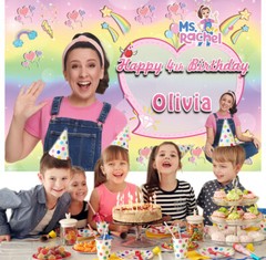 Ms Rachel Personalised Custom Backdrop Party Decoration Background Vinyl 5x3ft