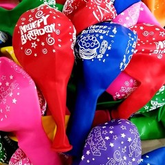 100 Pcs 12 Inch Printed «HAPPY » Colorful Latex Balloons, Assorted Colors Hap…
