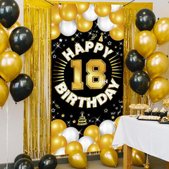 Happy 18Th Birthday Decorations for Boys & Girls, Men & Women, Fabric Banner Bac