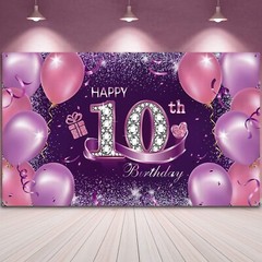 Durable Polyester 10th Birthday Banner – 72.8 x 43.3 Inch Chic Decor for Parties
