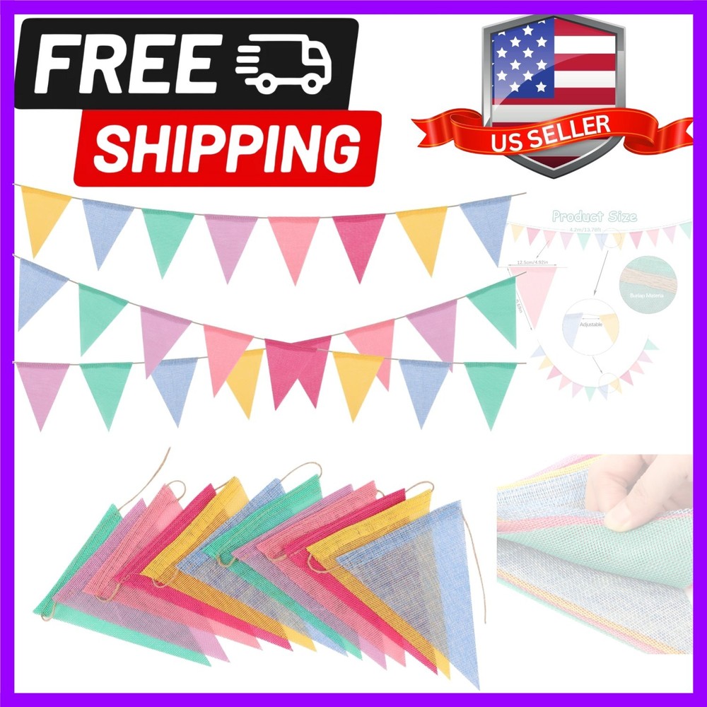 48 Pcs Colorful Pennant Banner Flag,52ft Rainbow Triangle Banners for Outdoor…