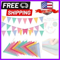 48 Pcs Colorful Pennant Banner Flag,52ft Rainbow Triangle Banners for Outdoor…