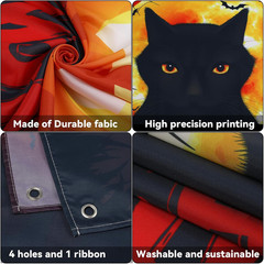 Halloween Decorations Pumpkin Black Cat Moon Bats Door Cover Banner 79X35 Inch