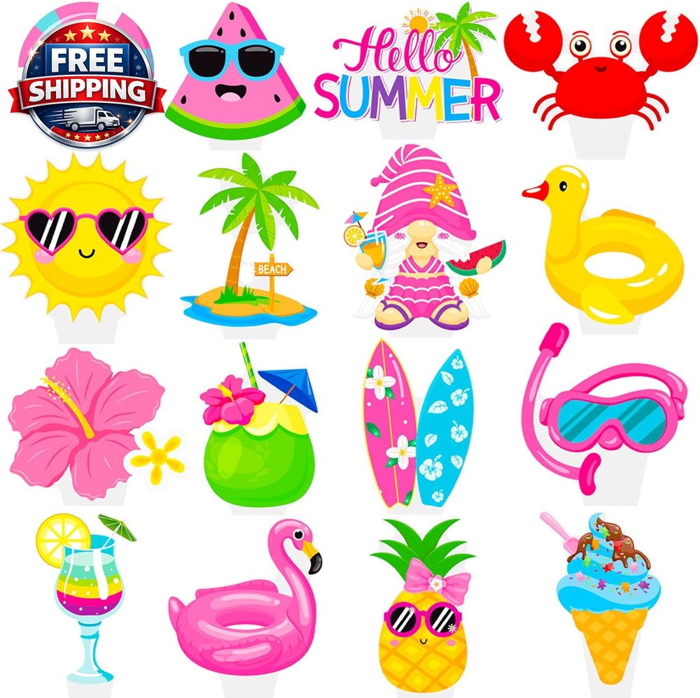 Hello Summer Cupcake Toppers Hello Summer Birthday Decorations Beach Pool Party