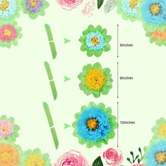 18 Pcs Large Colorful Fiesta Paper Flowers Classroom Tissue Paper Flowers Cre…