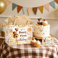 Beary First Birthday Decorations for Boys Girls Beary 1St Birthday Gift Bags wit