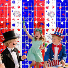 4Th of July Decorations, 2 Packs 3.3X6.6Ft 4Th of July Photo Backdrop Streamer，R