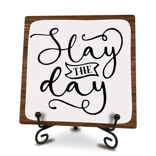 Energy Wooden Sign With Iron Stand Wooden Plaque Gifts For Slay The Day