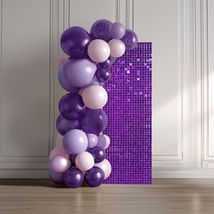 12 Pcs Shimmer Wall Backdrop Panels Square Sequin Party Decoration Purple 3×4 Ft