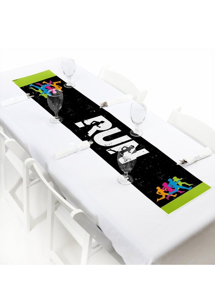 Big Dot Of Happiness Table Runner, Track, X-country, Marathon Runner