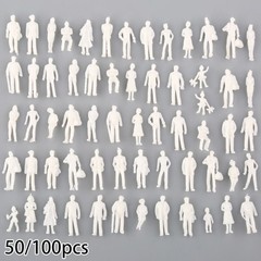 50/100x Scale 1:75 Unpainted People Figures Model Train Miniature Railway Park