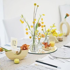 8 PCS 8 Inch Round Mirror Centerpieces Acrylic Circle Wall Tray Party Decor
