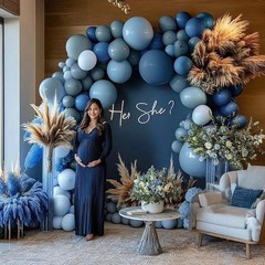 Dusty Blue Balloon Arch Light Dark Blue Balloons Different Size Blueberry Bal…